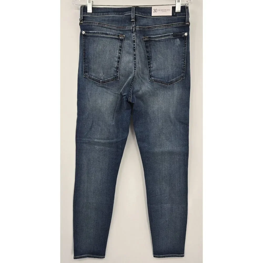 7 For All Mankind‎ Jeans Women's 30 High Waist Ankle Skinny Med Wash Distressed